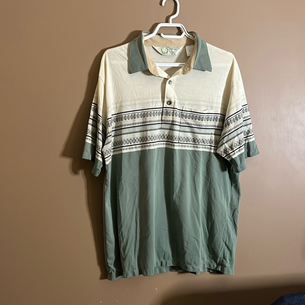 😄Vintage golf polo polyester cotton blend collar B2
